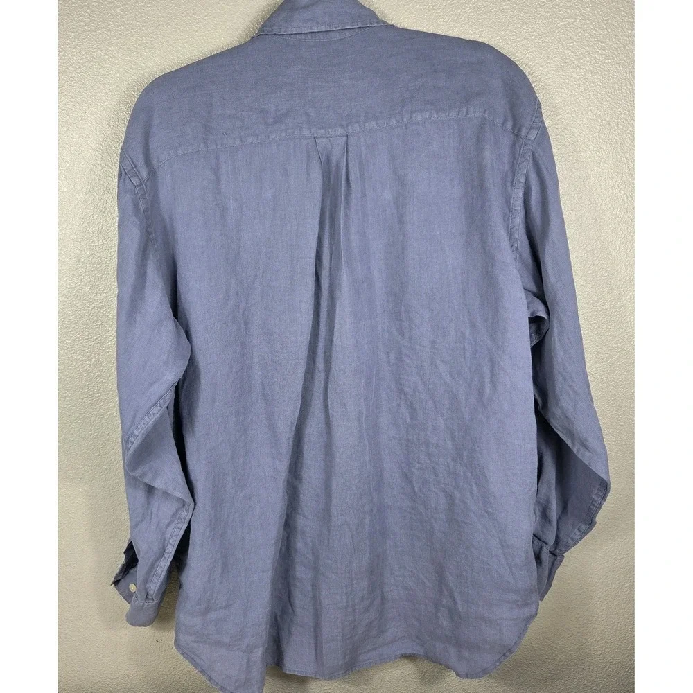 Banana Republic 100% Irish Linen Button Front Shirt Blue Long Sleeve Medium